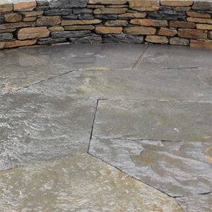 Goshen Stone patio installed by Nest Outdoors of Bedford New Hampshire